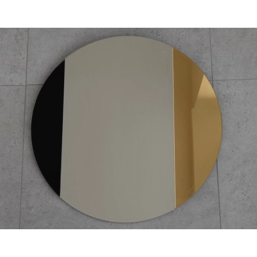 Okrągłe lustro dekoracyjne kolorowa tafla - czarno złota - ANTON